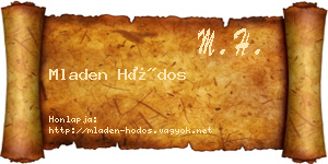 Mladen Hódos névjegykártya